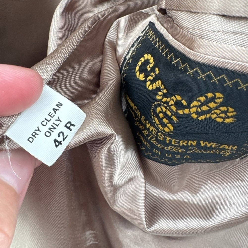 Circle S Western Blazer Mens 42R Tan Sport Coat Cowboy Ranch Jacket Embroidered - Picture 13 of 14